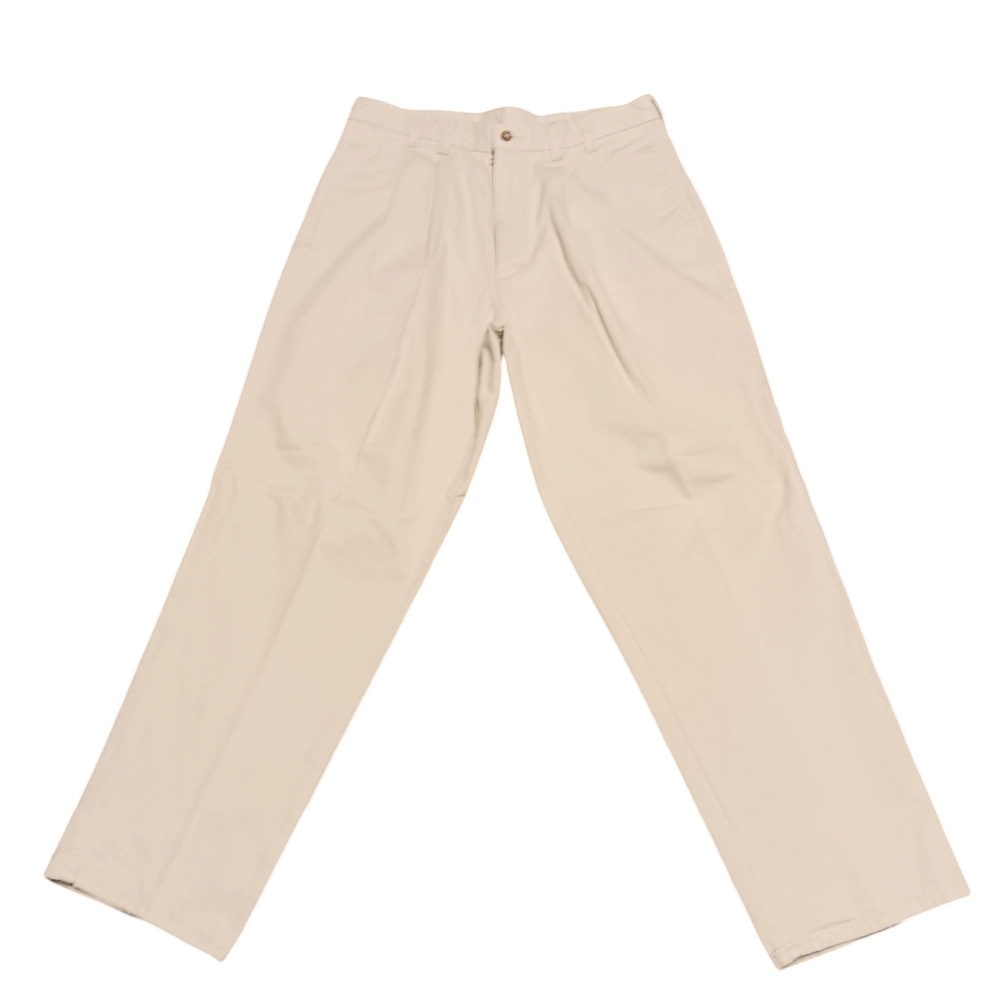 EDDIE BAUER MEN'S SIZE 33×30 LIGHT KHAKI DENIM PLEATED JEANS.